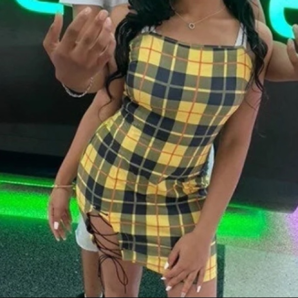 fitted plaid dress